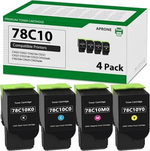 lot 20583 image: APRONE 78C10 Toner Cartridge 4-Pack for Lexmark CS421CX421 - Retail $108