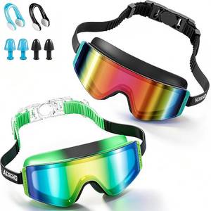 lot 20585 image: Aegend Kids Swim Goggles 2 Pack, Large Frame, Anti-Fog, Soft Silicone, 3-15