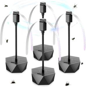 lot 20590 image: Fly Repellent Fans for Tables with Holographic Blades, 4 Pack Black
