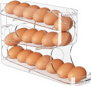 lot 20608 image: Clear FIFO Egg Holder for Fridge, 18-Count Dispenser, 1-Pack Organizer