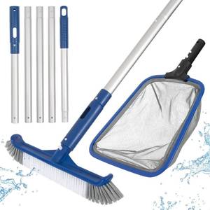 lot 20610 image: POOLAZA 3-in-1 Pool Cleaning Kit Net, Brush, 73 Pole  Aluminum Frame