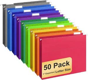 lot 20611 image: Hanging File Folders, 50-Pack, Letter Size, 15-Cut Tabs, 10 Colors