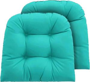 lot 20612 image: Outdoor Chair Cushions 22x22x4 in, Set of 2, Lake Blue, Tufted with Ties