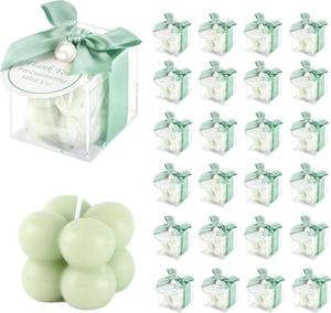 lot 20622 image: 30 Sets Fully Assembled Small Bubble Candle Party Favors for Guests (Green)