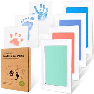 lot 20627 image: 4pk Inkless Baby Hand & Footprint Kit with Mess-Free Ink Pads (Popsicle)