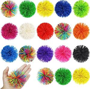 lot 20630 image: 20-Pack Multicolor Sensory Fidget Stringy Balls - Rubber, Stretchy Balls