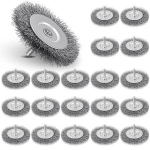 lot 20632 image: 20 Pcs 3 Wire Wheel Brushes, 14 Shank, Stainless Steel, Rust Removal
