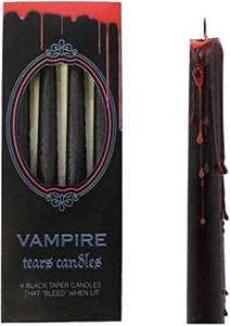 lot 20642 image: Something Different Vampire Tears Black Candles - Set of 4 Bleeding Halloween