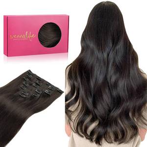lot 20651 image: WENNALIFE Clip-in Hair Extensions Real Human Hair, 16in 7pcs Dark Brown
