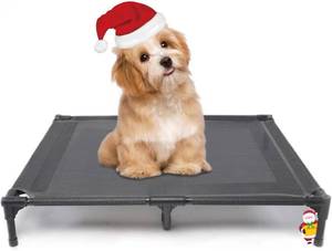 lot 20655 image: Elevated Dog Bed - Dual Support Cooling Cot, Teslin Mesh, 30x23x6.3 in, Grey