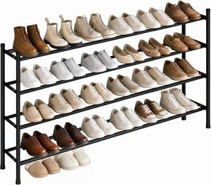 lot 20656 image: STORAGE MANIAC Expandable Shoe Rack, 24-Pair Metal Stackable, 4-Tier