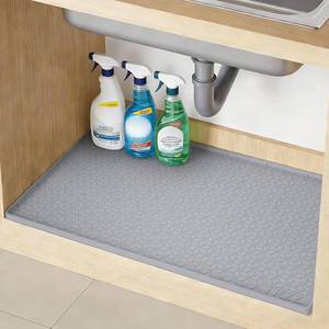 lot 20657 image: TRZZ Waterproof Under Sink Mat 34x22 Drip Tray Shelf Liner, Grey