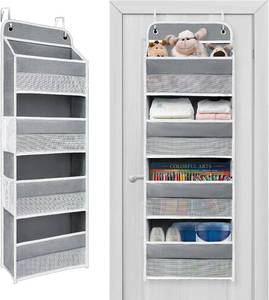 lot 20659 image: Over-The-Door Organizer with 4 Shelves & 4 Side Pockets, Grey