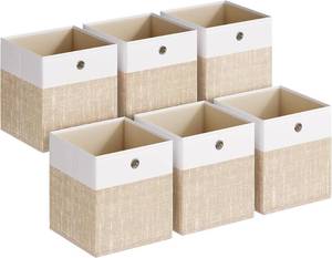 lot 20660 image: SONGMICS Storage Cubes, Set of 6 Foldable Fabric Boxes with Handles