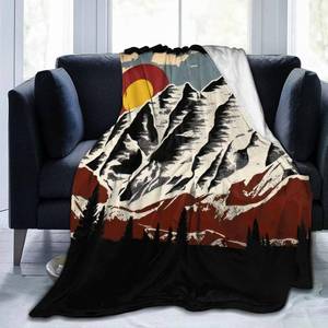 lot 20673 image: Vintage Mountain Colorado Flag Flannel Blanket - Soft Throw for Sofa Bed 30 x 40