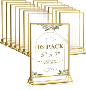 lot 20686 image: 16 Pack Acrylic Sign Holders 5x7 Clear Double-Sided Frames  Menu Displays