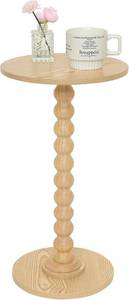 lot 20692 image: Fultyle Round Side Table, Small Drink Table with Solid Wood Leg, Natural