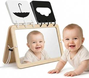 lot 20700 image: 2-in-1 Tummy Time Mirror 0-180  Adjustable Baby Toys, Double-Sided Cards