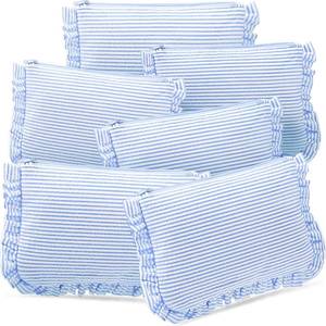 lot 20702 image: Sanwuta Seersucker Cosmetic Bag Set for Women, Light Blue, 6 Pcs