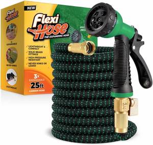 lot 20705 image: Flexi Hose 25ft Expandable Garden Hose with 8-Function Nozzle