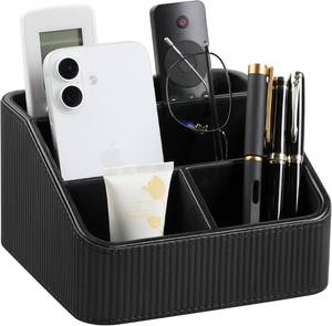 lot 20717 image: Small Remote Control Holder Bedside Organizer, 4 Compartments, Velvet Lining