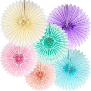 lot 20723 image: ANSOMO Pastel Rainbow Paper Fans Party Decorations - Colorful Wall Decor