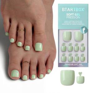 lot 20724 image: BTArtbox Press On Toenails, 30Ct, Pastel Green, 2 Weeks Wear Kit
