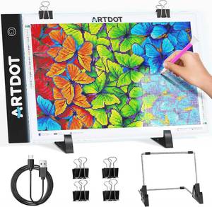 lot 20761 image: ARTDOT A4 Diamond Painting LED Light Pad, USB Powered, Adjustable Brightness