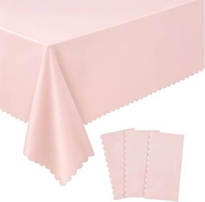 lot 20762 image: NatNarr 3 Pcs Pink Scalloped Tablecloths, 54 x 108 in