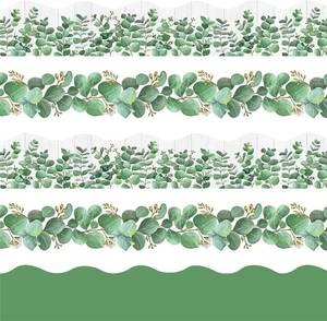 lot 20766 image: VABAMNA 85ft Bulletin Board Borders, Eucalyptus Classroom Decor, 5 Patterns