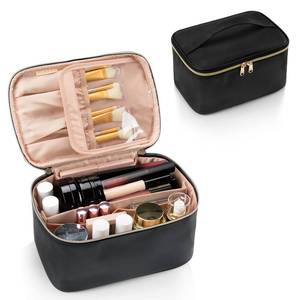 lot 20772 image: Makeup Bag, Cosmetic Bag, Black, Large Capacity Travel Case with Handle