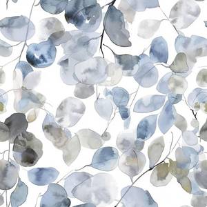 lot 20782 image: Blue Leaf Peel & Stick Wallpaper WhiteBlue Grey Botanical 17.71x236.2