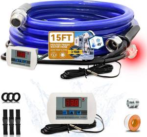 lot 0803 image: Cupohus Heated RV Water Hose 15FT, -45 F Freeze Protection Thermostat