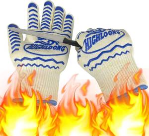 lot 20820 image: BBQ Gloves 2-Pack, 1472 F Extreme Heat Resistant Silicone Oven Mitts