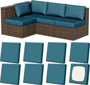 lot 20832 image: 8Pcs Outdoor Cushion Covers, Stretch Slipcovers 20-27, Petrol Blue