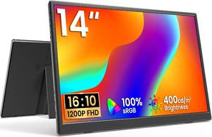 lot 20833 image: KQC 14-Inch Portable Monitor FHD 1200P, USB-CHDMI, Plug & Play (no plug in)
