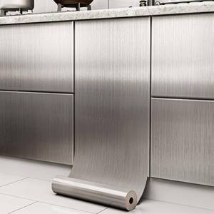 lot 20880 image: Cohoo Home Stainless Steel Contact Paper Peel and Stick 17.7 78.7 Silver