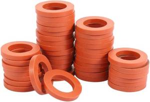 lot 20885 image: Garden Hose Washer, Heavy Duty Rubber, Fits All 34 Fittings, 40pc, Red