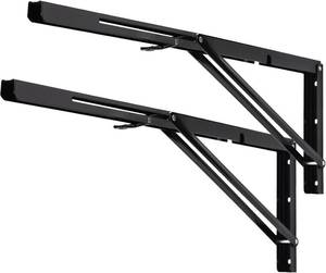 lot 20890 image: 24-Inch Folding Shelf Bracket, Heavy-Duty L Bracket, Black, 2 Pack, 330 lb
