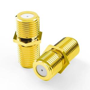 lot 20892 image: VCE RG6 Coax Cable Connector F-Type Female to Female, Gold Plated, 2 Pack
