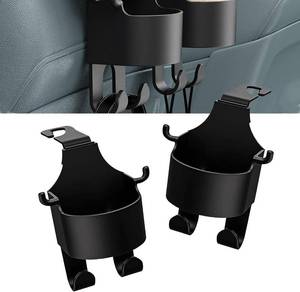 lot 20896 image: 2-Pack Back Seat Cup Holder Hooks, Multifunction Car Storage Hook (Black)