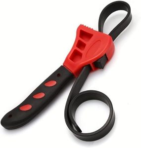 lot 20899 image: 6-Inch Adjustable Strap Wrench, Rubber Tool for Oil Filter & Plumbing, Red