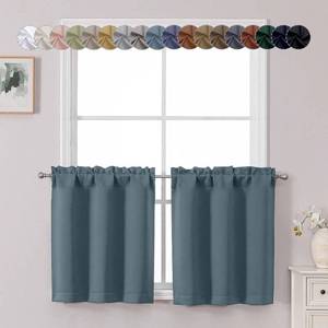 lot 20906 image: Chyhomenyc Stone Blue Short Blackout Curtains 30x24 in, 2 Pcs