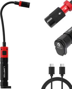 lot 20914 image: Magnetic Flashlight with Gooseneck, Rechargeable LED Light, Zoom Lens