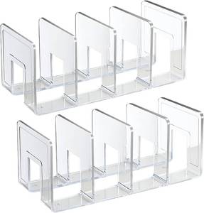 lot 20918 image: SAYEEC Acrylic File Holder, Clear Desk File Organizer, 4-Section (2 Pack)