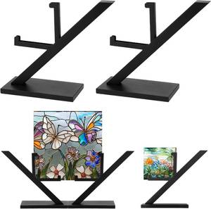 lot 20930 image: RattanView 2 Pcs Metal Glass Display Stands, Square Easels for TilesPhotos
