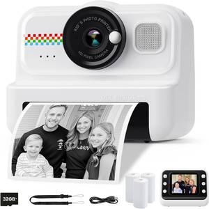 lot 20940 image: HiMont Kids Instant Print Camera, 1080P HD, 3 Rolls Paper & 32GB, Black