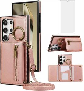 lot 20958 image: Asuwish Samsung Galaxy S23 Ultra Wallet Case with Screen Protector Rose Gold