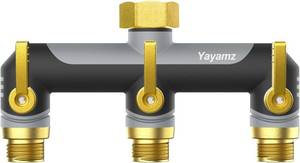 lot 20959 image: 3-Way Garden Hose Splitter with Independent Shut-Off Valves, High Flow