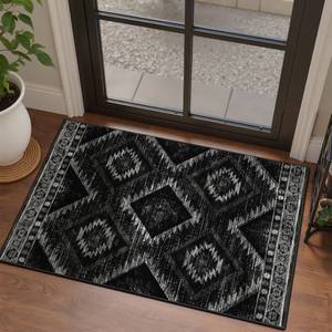 lot 20968 image: BESTSWEETIE 2x3 Washable Small Rug, Black, No-Slip, Low-Pile, Indoor